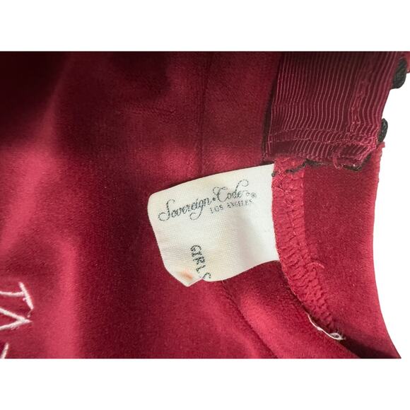 Sovereign Code LA Juniors Women Small Velour Wine TA-DA! Embroidered Top Retro - Picture 8 of 8